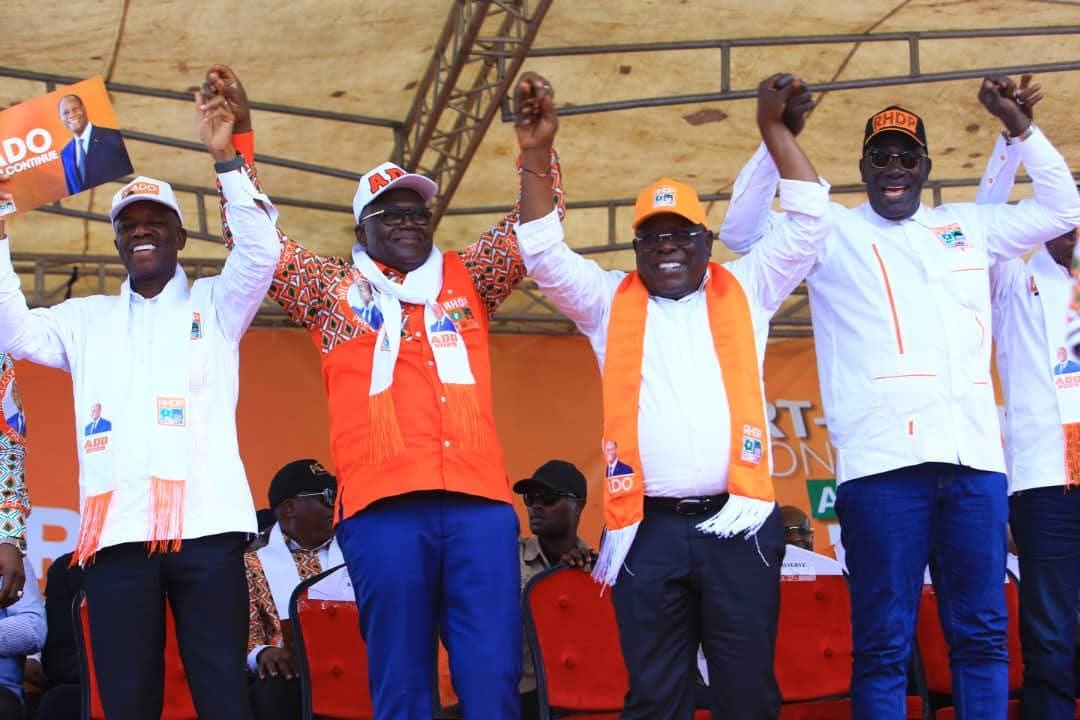 Les responsables locaux du Rhdp, autour du secrétaire exécutif du parti, Cissé Bacongo, sont déterminés à faire gagner le candidat Alassane Ouattara. (Ph. DR)